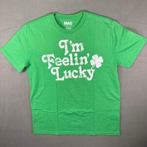 Mad Engine St Patricks Day I'm‎ Feelin' Lucky Green Graphic T-Shirt Men's XL